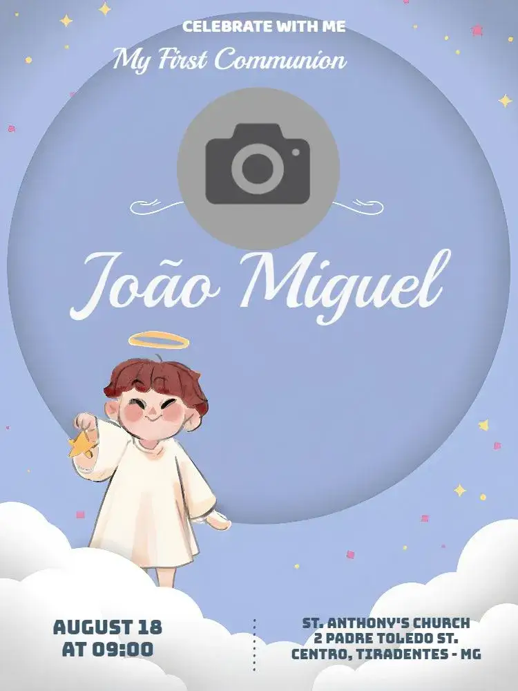 Invitation First Communion With Blue Photo – First Communion theme blue, angelic, modern, childlike, minimalist