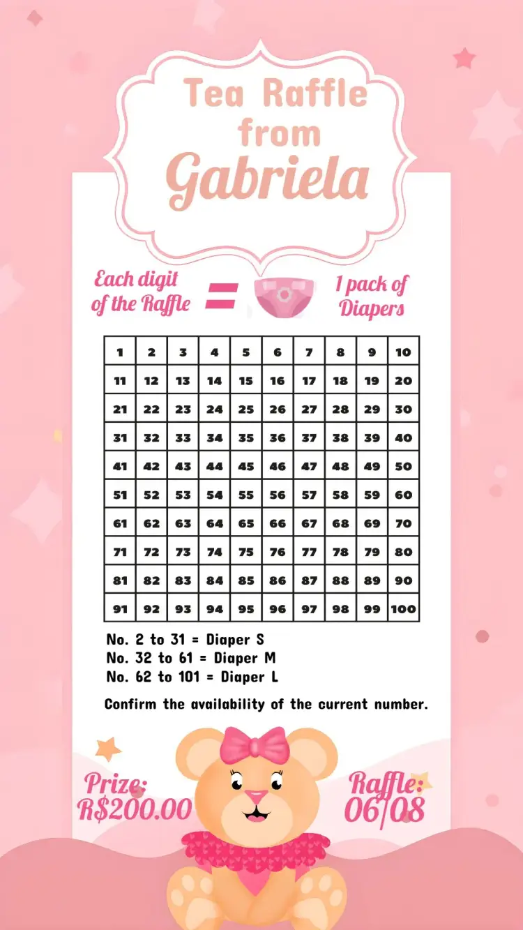 Tea Raffle Little Bear Card invitation