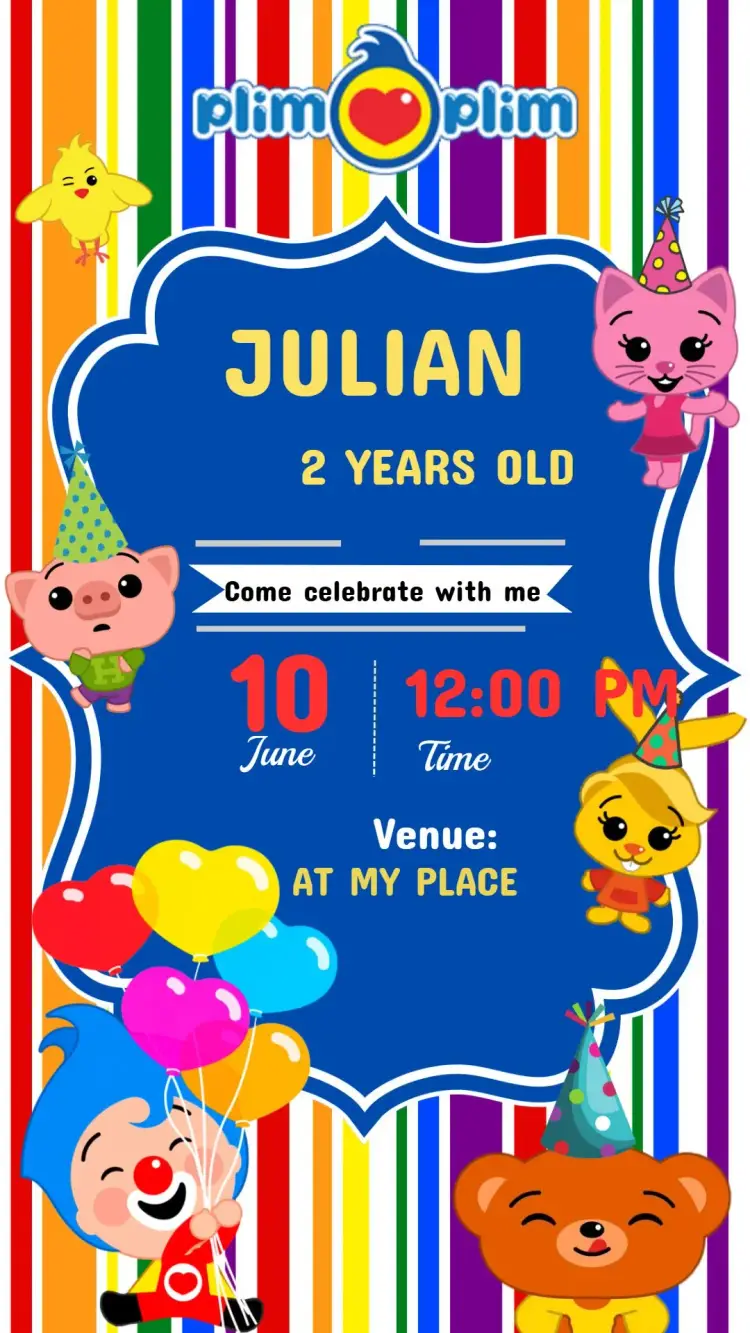Birthday Invitation Clown plim plim