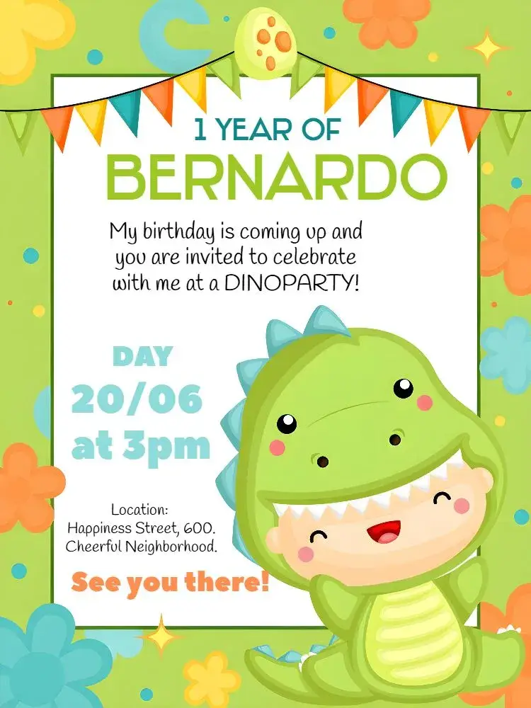 Cute Baby Dinosaur invitation