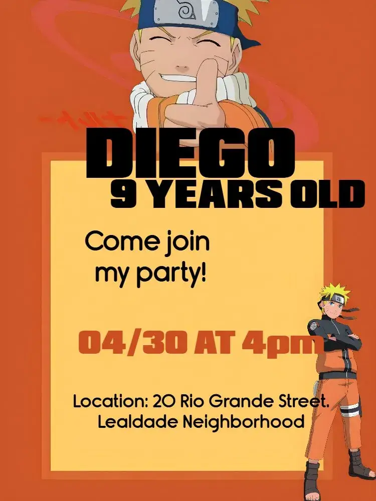 Orange Naruto invitation