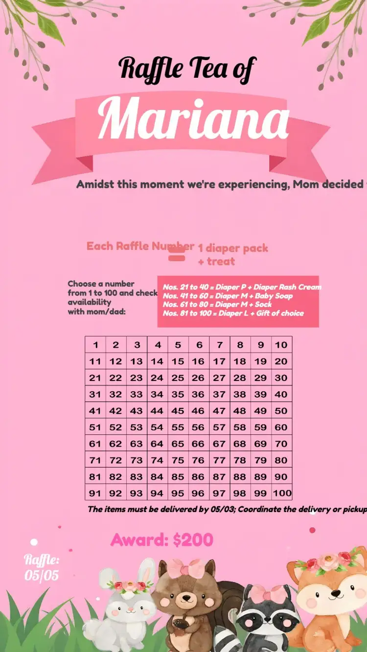 Invitation Tea Raffle Enchanted Forest Tea – Raffle Tea theme floral, romantic, modern, colorful, delicate