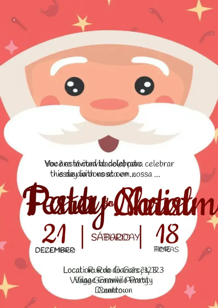Invitation Christmas Santa Claus Party – Commemorative Dates theme red and green, Christmas-themed, Santa Claus, festive, classic, cheerful