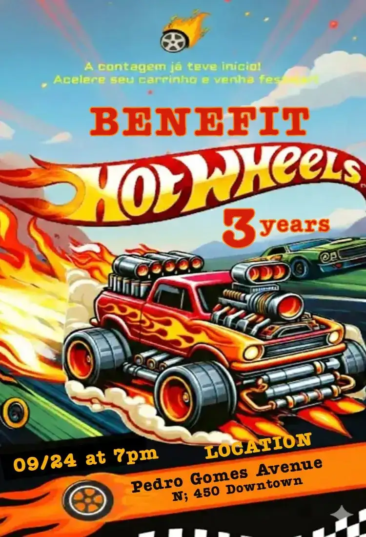 Digital Invitation Hot Wheels Cars