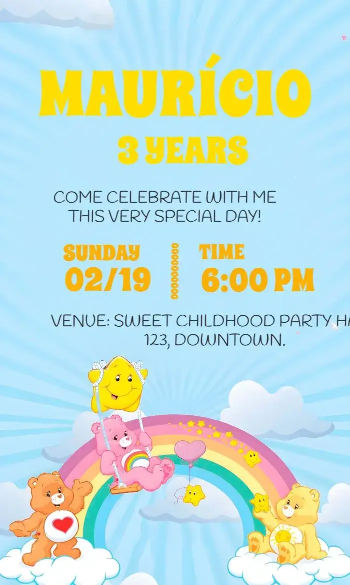 Care Bears Sun invitation