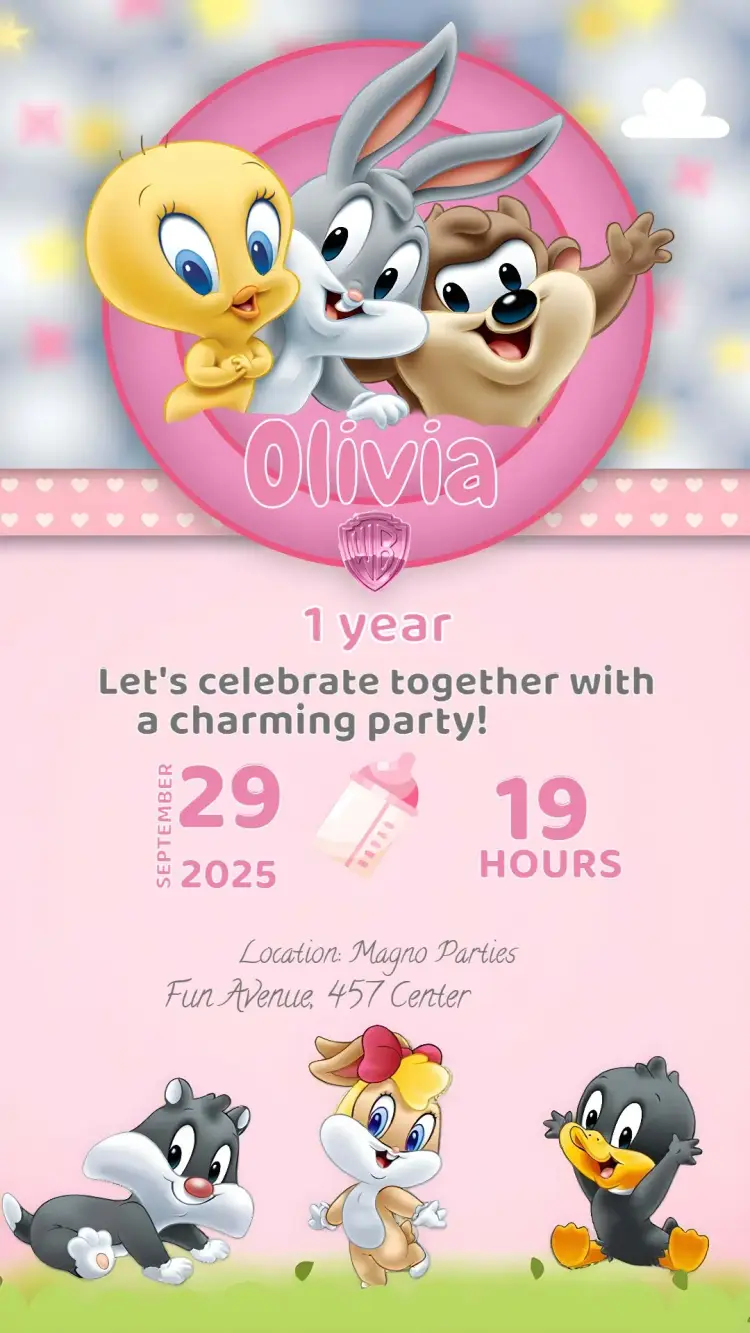Looney Tunes Girl invitation