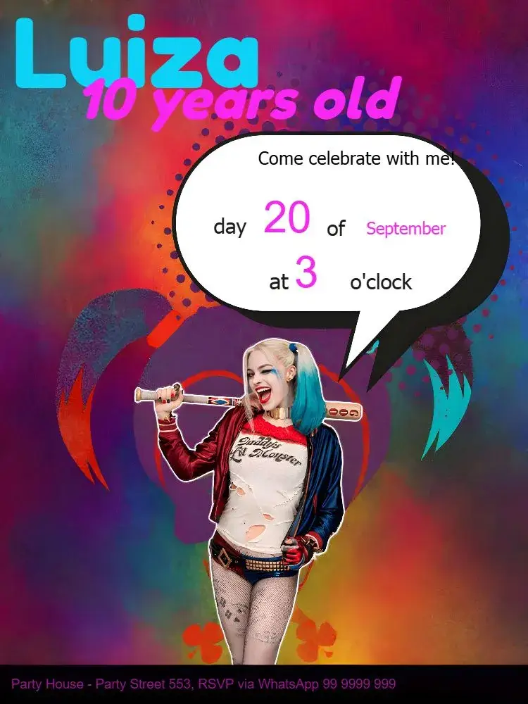 Harley Quinn Os invitation