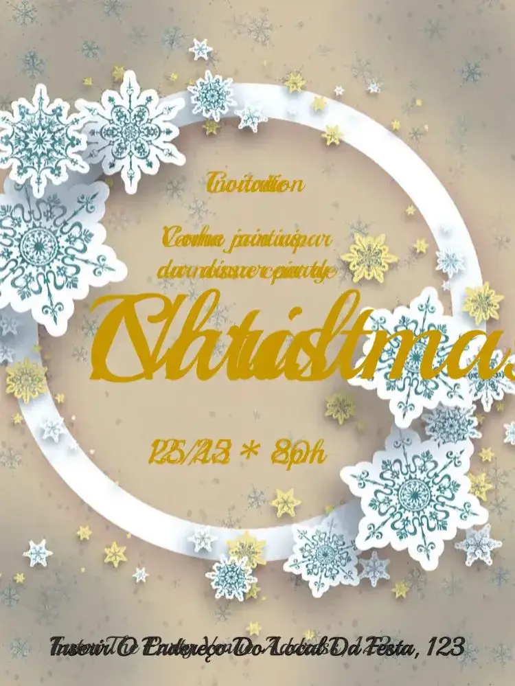 Invitation Family Christmas – Commemorative Dates theme golden, red and green, floral, minimalist, vintage, modern