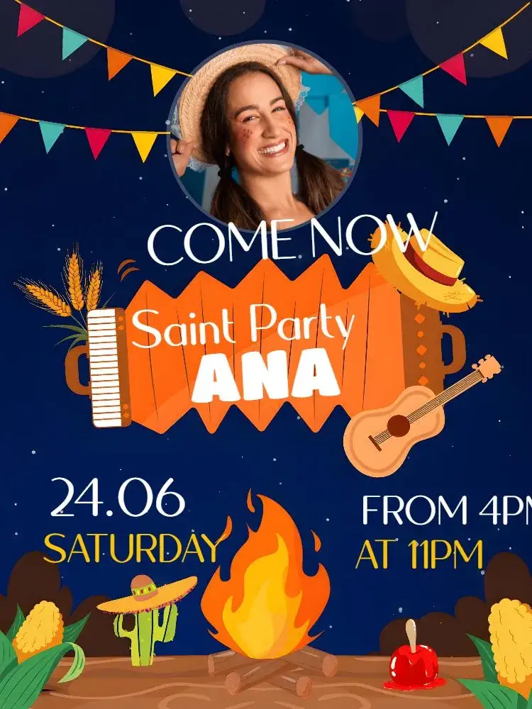 Invitation Festa Junina With Photo São – Commemorative Dates theme colorful, traditional, vibrant, festive, rustic, cheerful