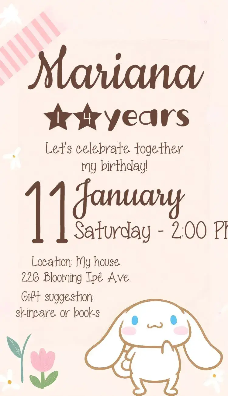 Cinnamonroll Hello Kitty Infantil invitation