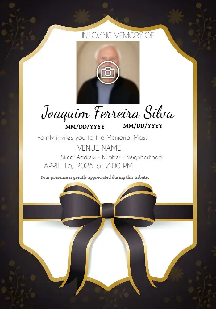 Funeral Mass With Photo Cross invitation