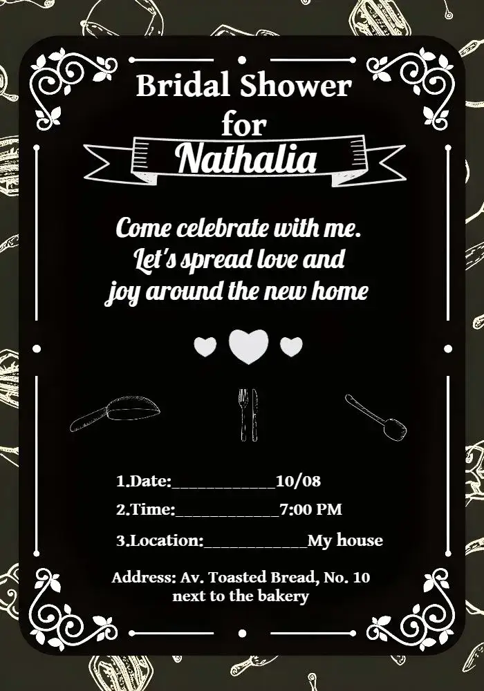 Invitation Bridal Shower Chalkboard Gray – Bridal Shower theme modern, minimalist, chalkboard, gray, elegant, contemporary