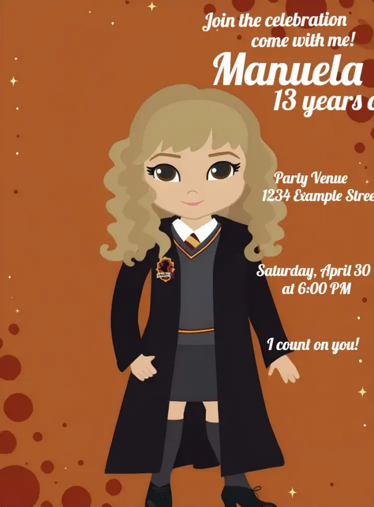Hermione Granger Yellow invitation
