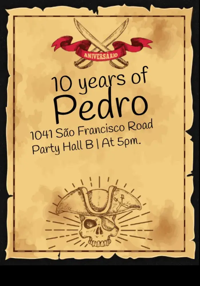Pirate Map Party invitation
