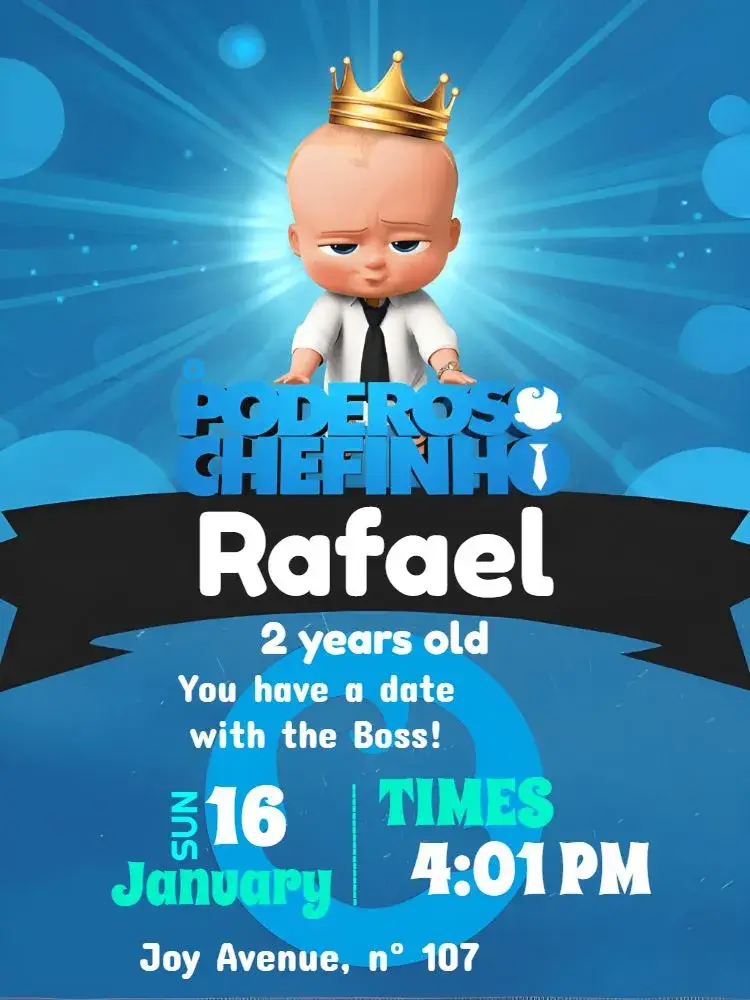 Powerful White Boss Baby invitation