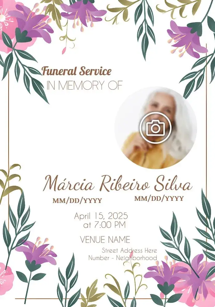 Invitation Funeral Mass With Picture 1 – Commemorative Dates theme brown, green, pink, minimalist, elegant, respectful