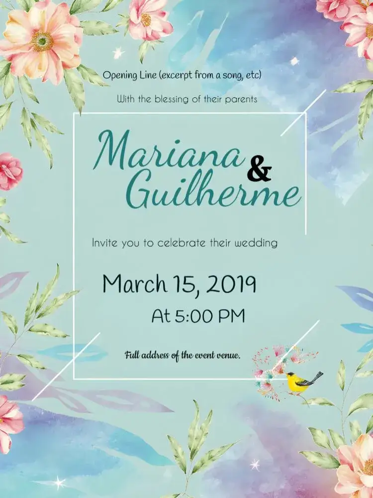 Invitation Floral Flowers Wedding – Wedding theme floral, tropical, colorful, modern, romantic, natural