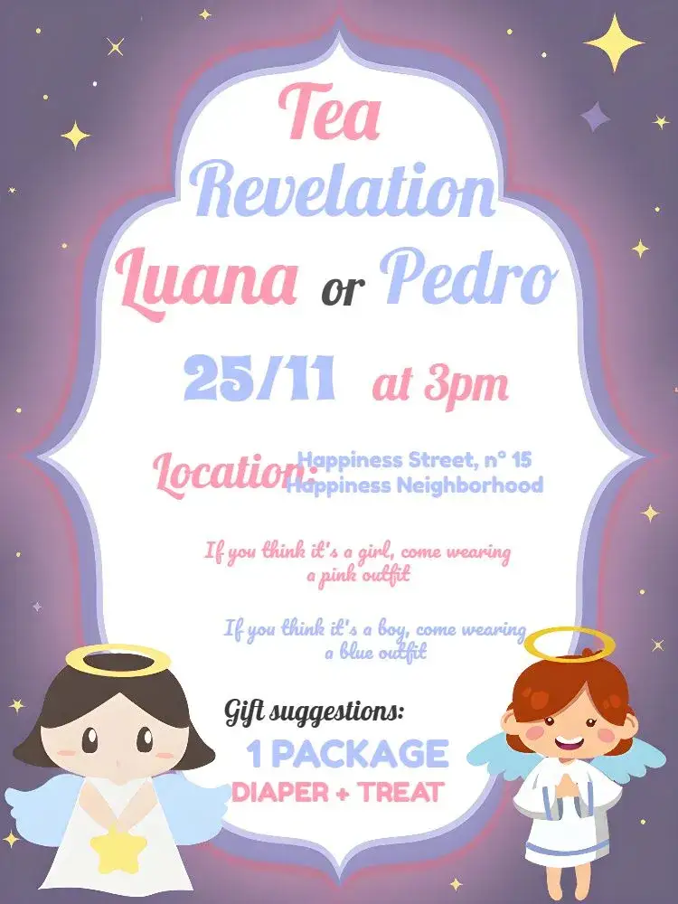 Invitation Blue Little Angels Gender Reveal – Gender Reveal theme blue, little angels, modern, cheerful, childlike