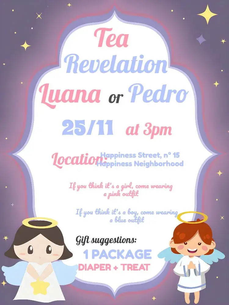 Blue Little Angels Gender Reveal invitation