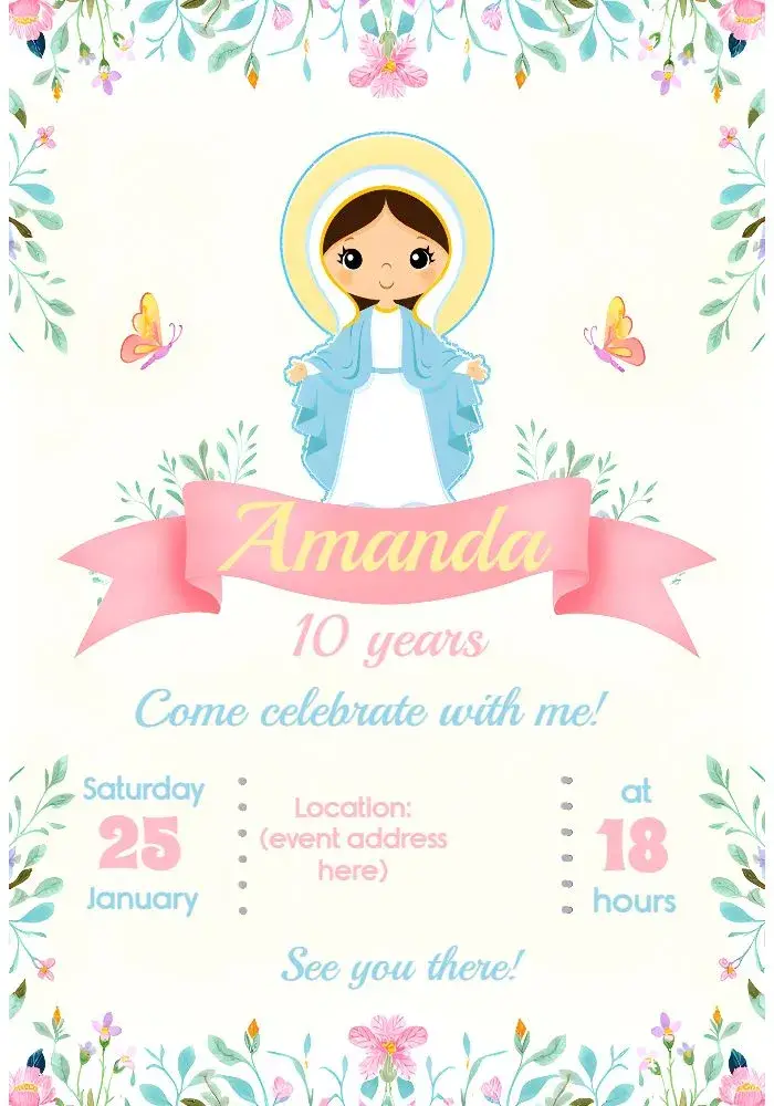 Invite Our Lady of Grace Pastel editable and customizable