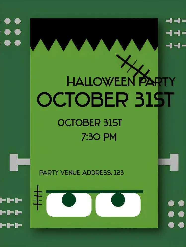 Invitation Green Halloween – Commemorative Dates theme green, fantasy, themed, vibrant, Halloween-themed illustrations
