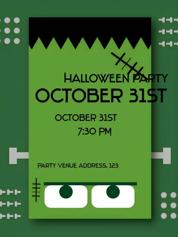Green Halloween invitation