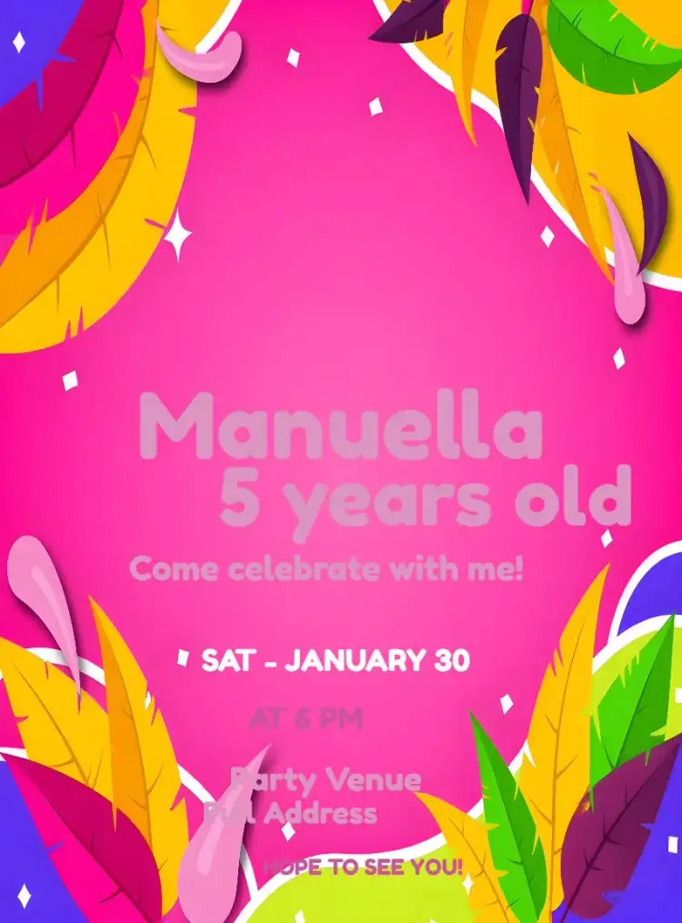 Invitation Pedrita And Bambam Rosa – Kids' Birthday Party theme pink, fun, childish, playful, colorful