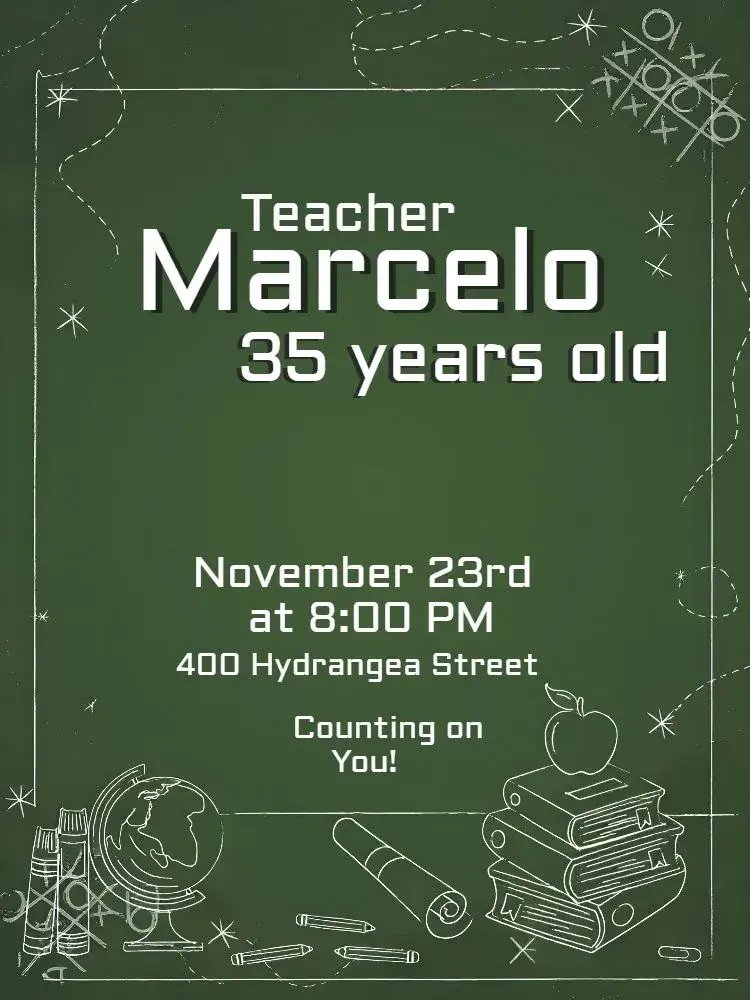Invitation Professor Board – Birthday theme school-themed, educational, colorful, fun-filled, modern