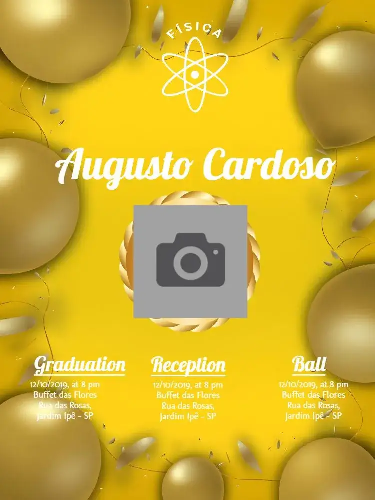 Invitation Physical Graduation With Physical Photo – Graduation theme golden, yellow, modern, elegant, minimalist