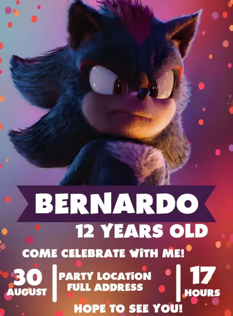 Shadow Sonic 3 Black invitation