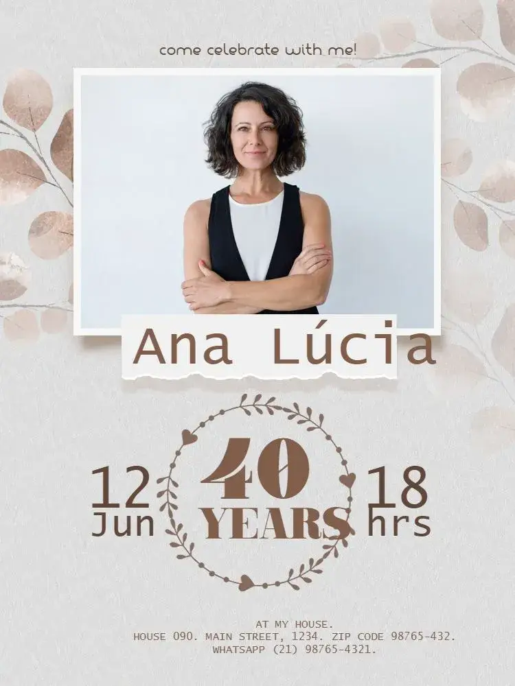 40 Years With Adult Photo invitation