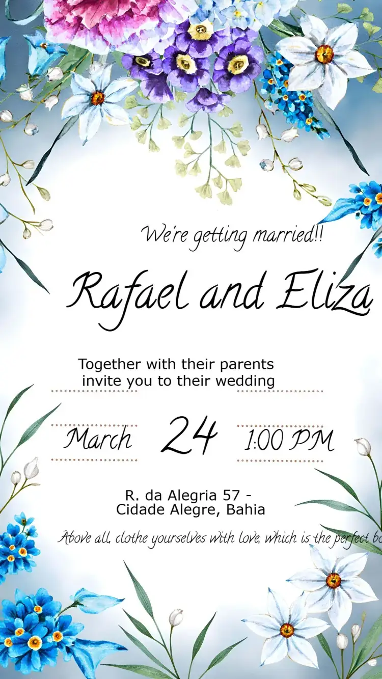 Invitation Watercolor Floral Wedding – Wedding theme floral, aquarela, romantic, elegant, minimalist, vintage