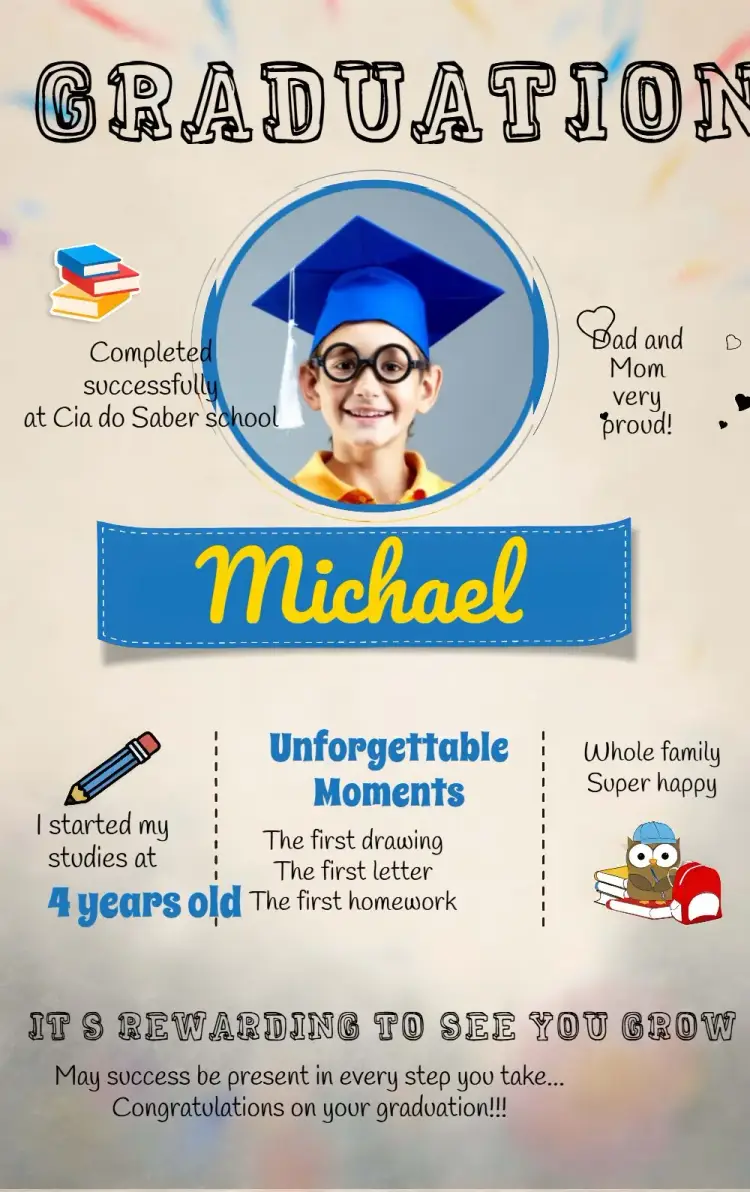 Invite School Graduation With Photo Books editable and customizable