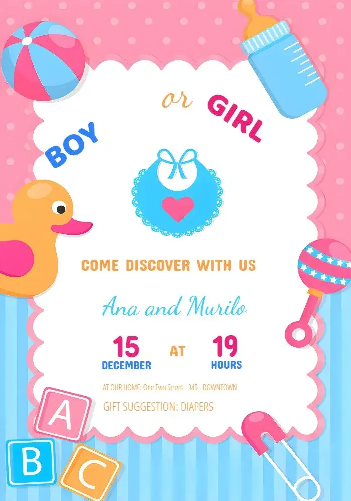 Teddy Bear Gender Reveal invitation