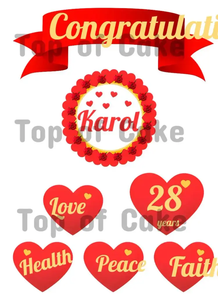 Invitation Cake Topper Hearts Balloons – Cake topper theme romantic, festive, colorful, modern, fun