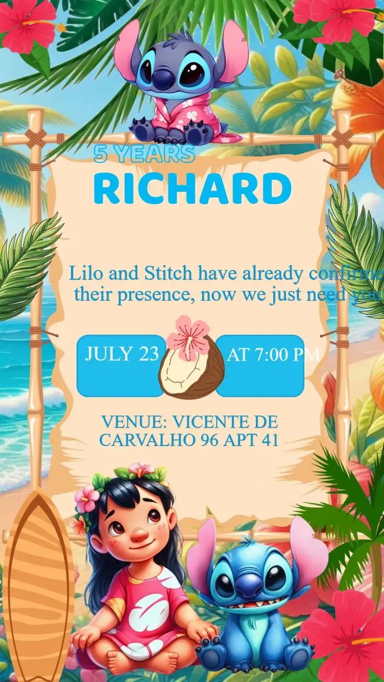 Lilo and Stitch Birthday Invitation