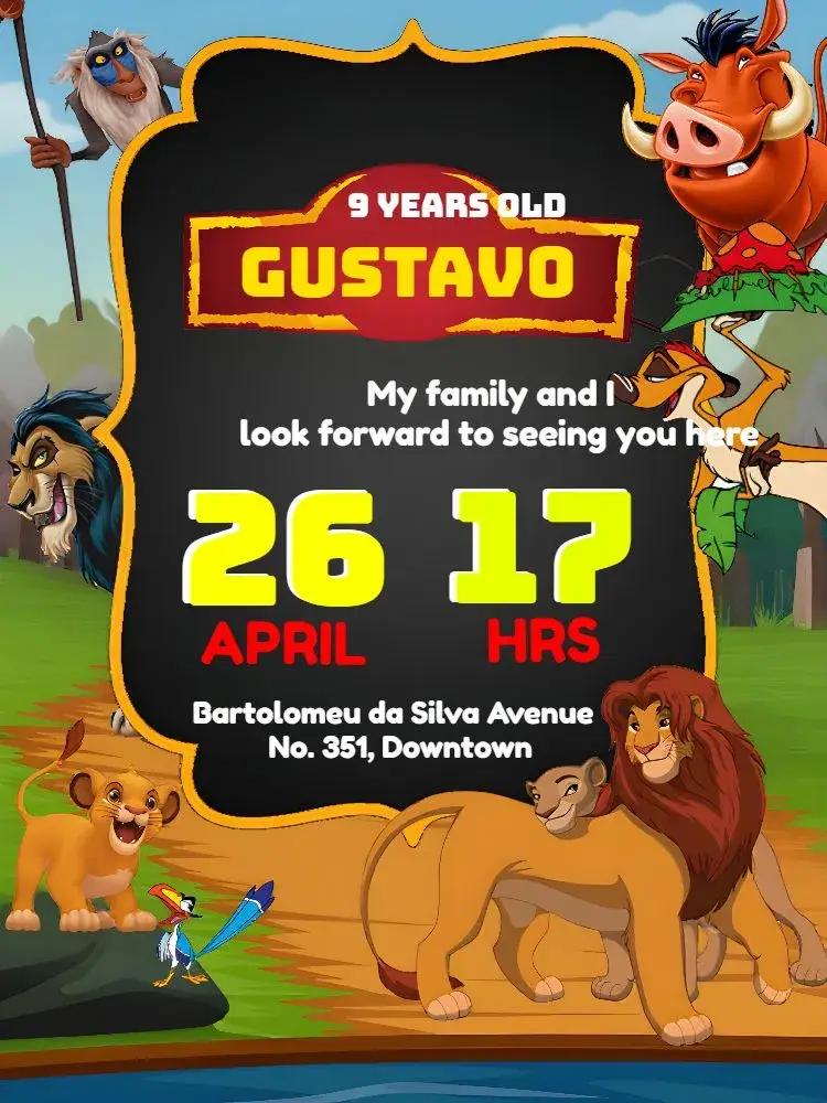 Lion King Party invitation