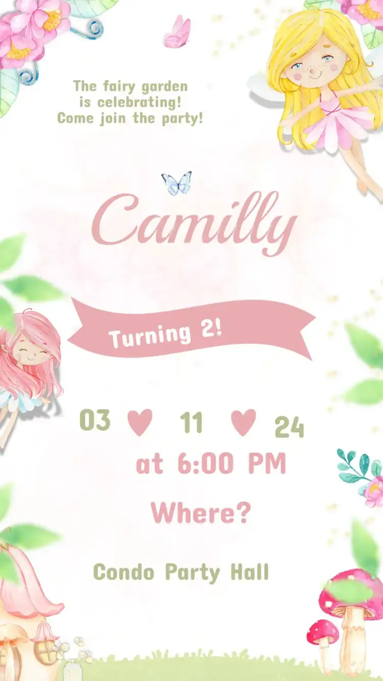 Children's Birthday Invitation Fairies