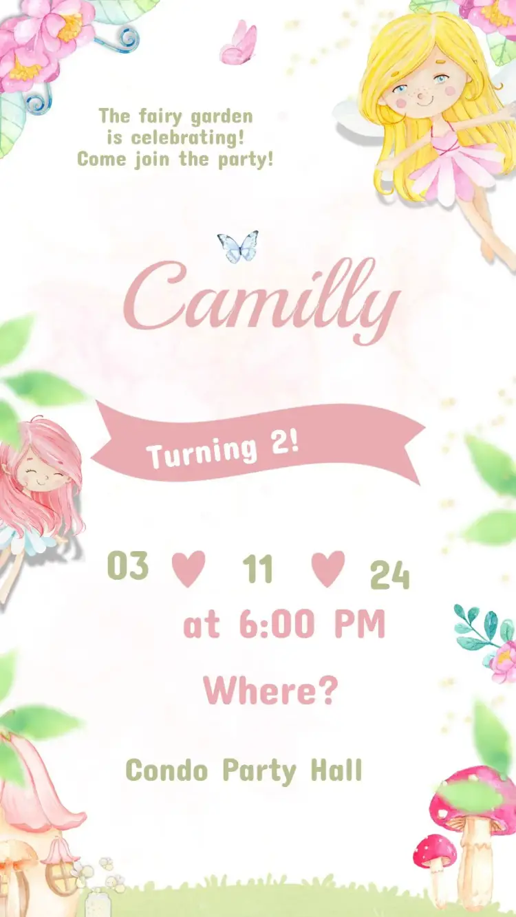 Children's Birthday Invitation Fairies