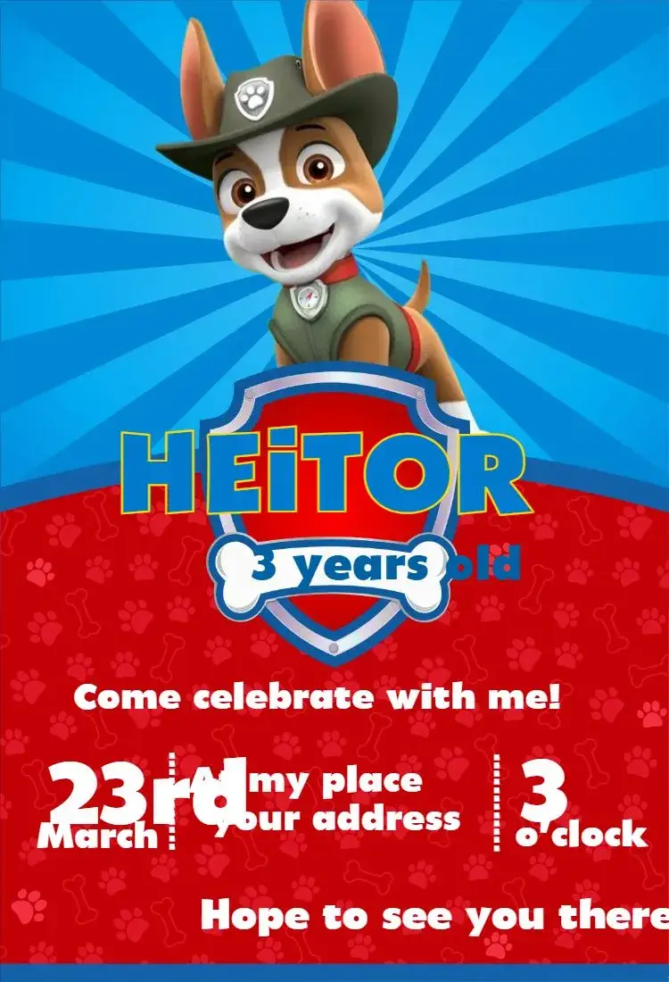 Invite Paw Patrol 12 editable and customizable