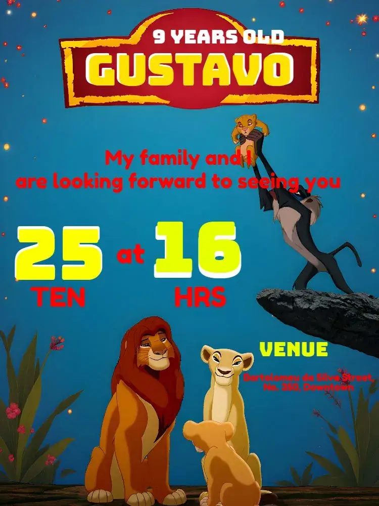 Simba Lion King invitation