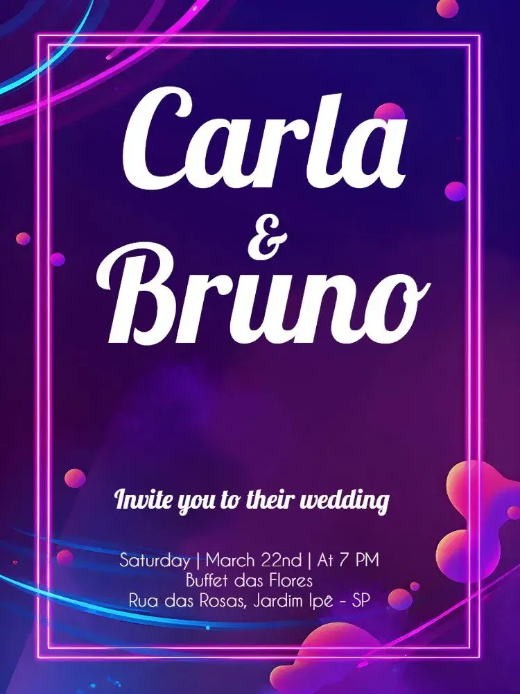 Neon Lilac Wedding invitation