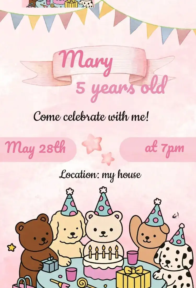 Invitation Bobbie goods 2 – Birthday theme colorful, fun, playful, modern, childlike
