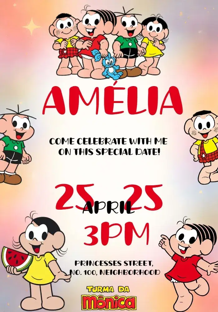 Turma Da Mônica Drawing invitation