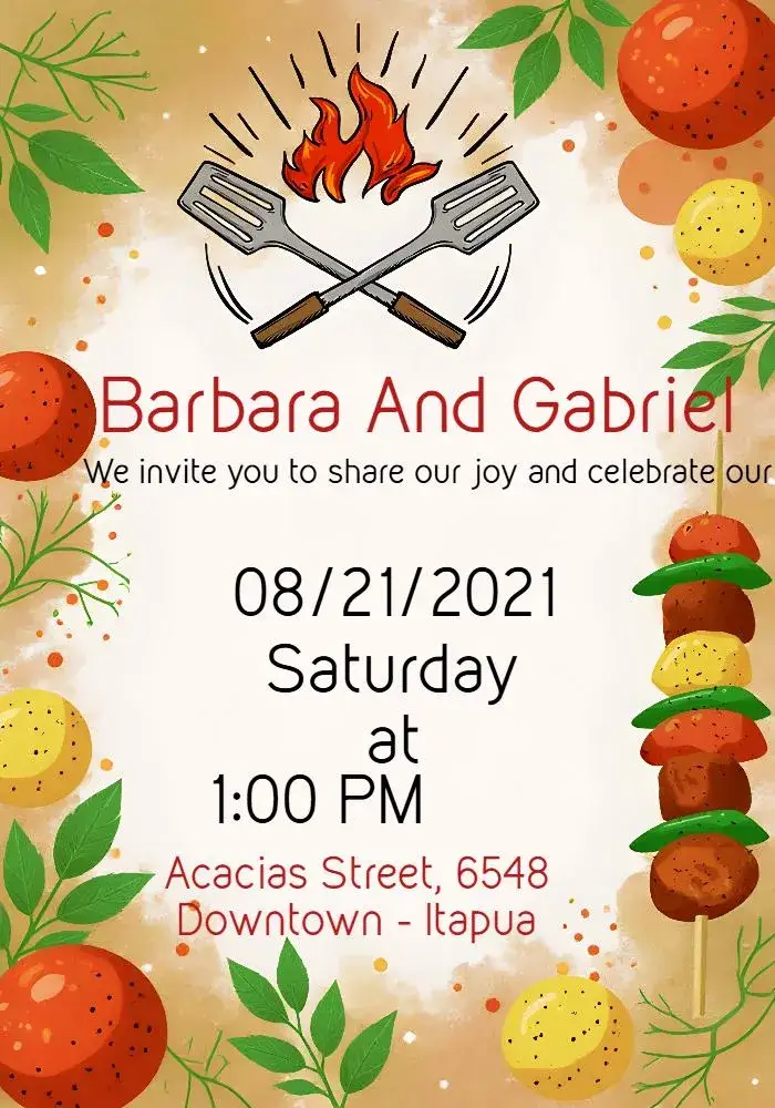 Invitation Barbecue Wedding Brasa – Wedding theme rustic, modern, relaxed, colorful, festive, barbecue