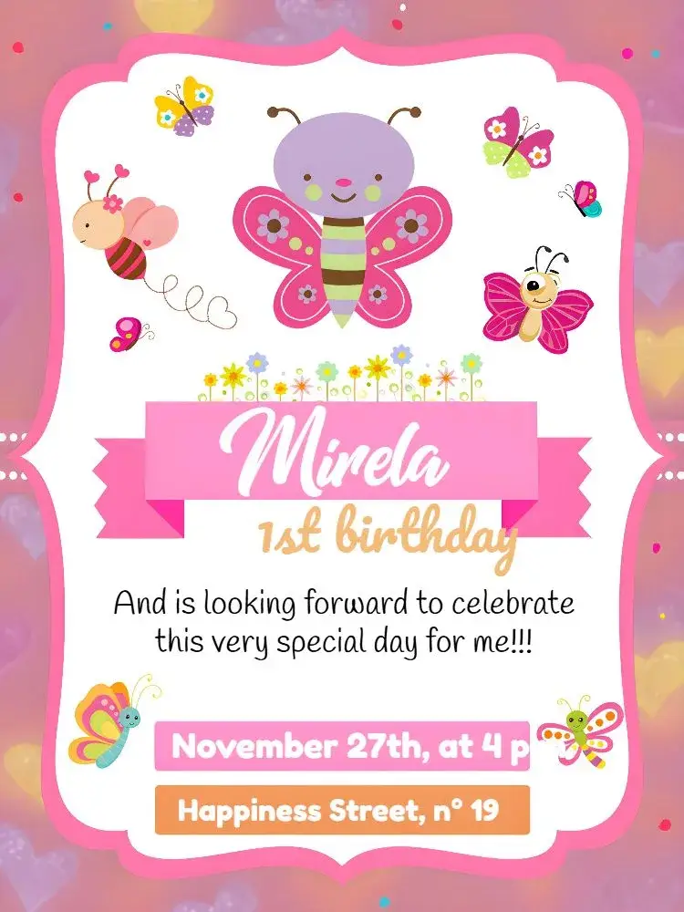 Striped Butterfly Garden invitation