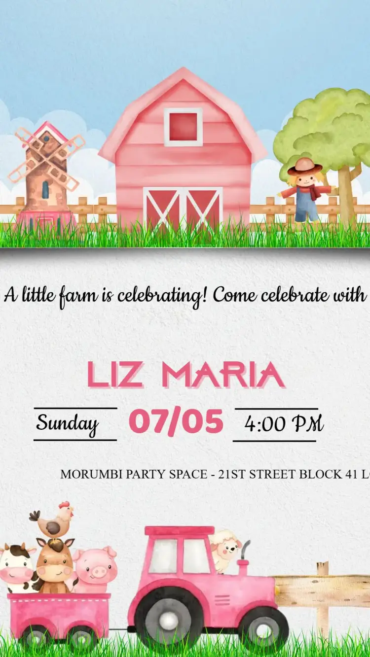 Invitation Farm Birthday Invitation – Kids' Birthday Party theme rustic, colorful, themed, fun, rustic