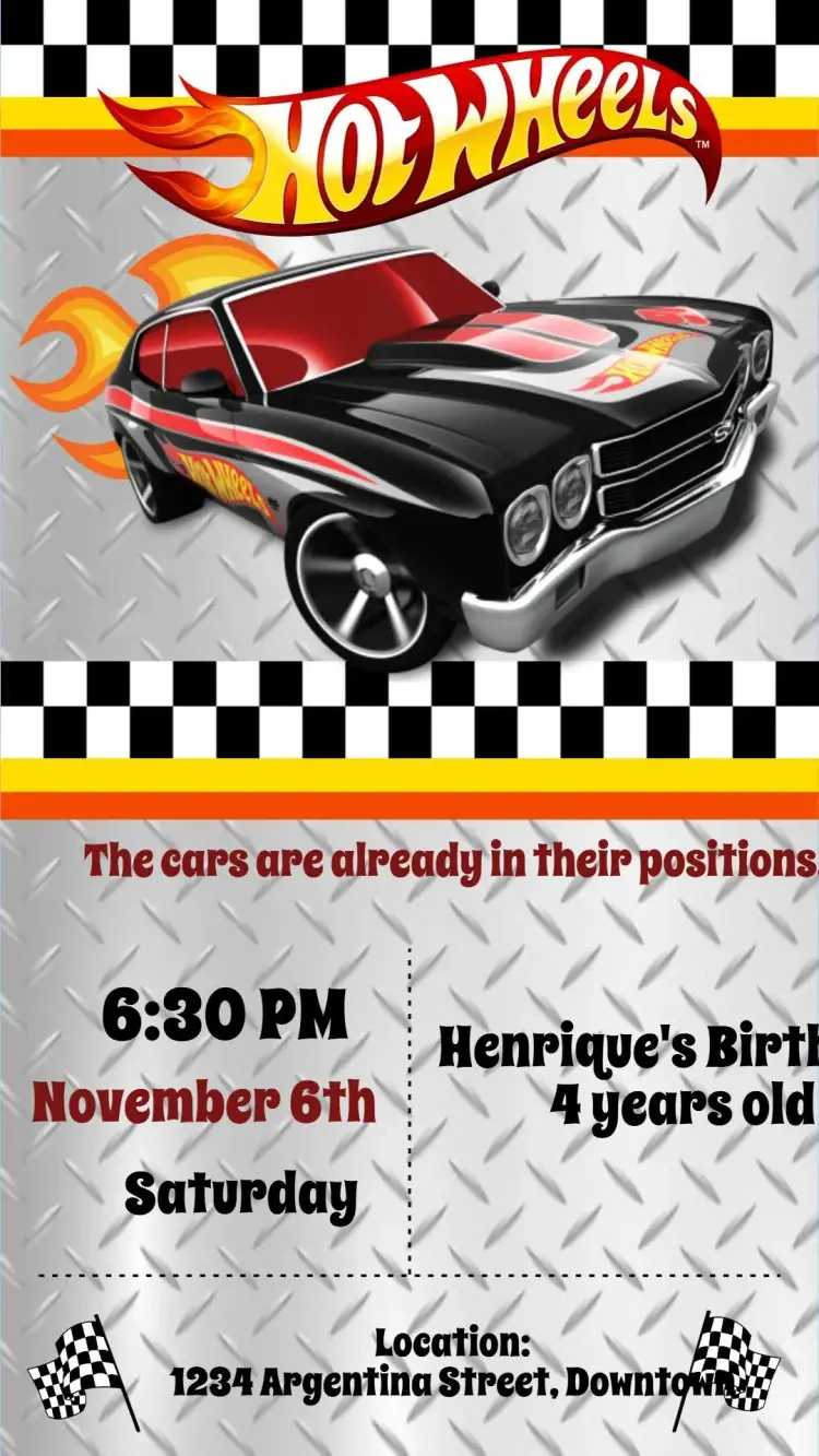 Invite Hot Wheels editable and customizable
