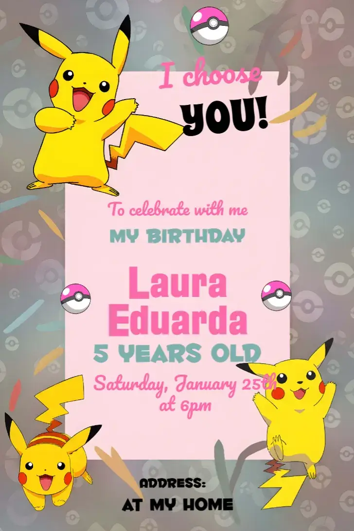 Pokemon Pink invitation
