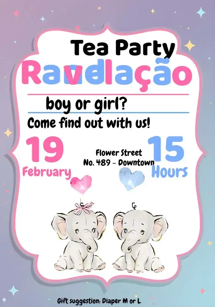 Elephant Baby Shower Gender Reveal